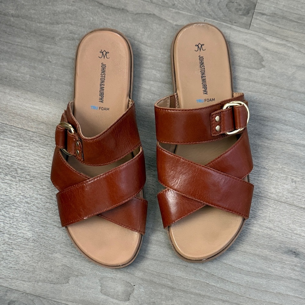 Johnston & Murphy Women's Brown Leather Sandals - Picture 3 of 8